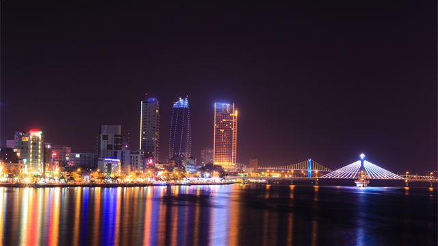 The CMA CGM tower lighted in Marseille